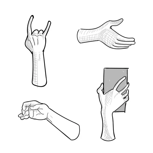 Handgesten auf weißem Hintergrund. Vektorillustration — Stockvektor