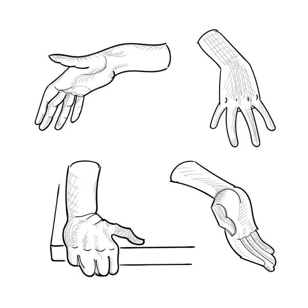 Set di gesti della mano su sfondo bianco. Illustrazione vettoriale — Vettoriale Stock