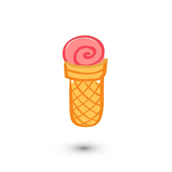 Macio servir sorvete no fundo branco. Estilo Doodle. Ilustração vetorial — Vetor de Stock