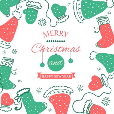 Noel tebrik kartı. Vektör illüstrasyonu