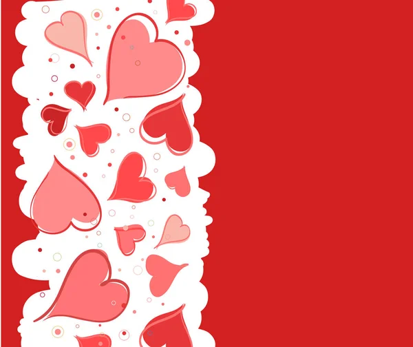 Fondo rojo con corazones para el Día de San Valentín. Ilustración vectorial — Archivo Imágenes Vectoriales