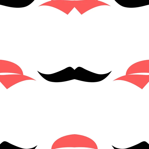 Patrón sin costuras de labios y bigote. Ilustración vectorial — Vector de stock