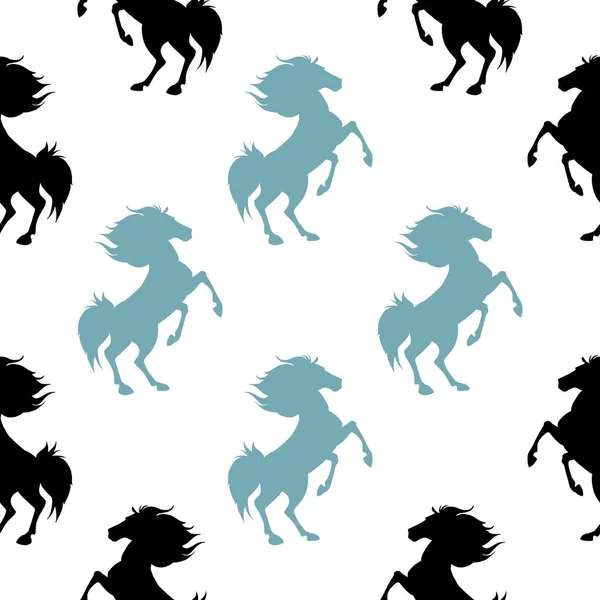 Seamless pattern with horses. Vector illustration — Stock Vector