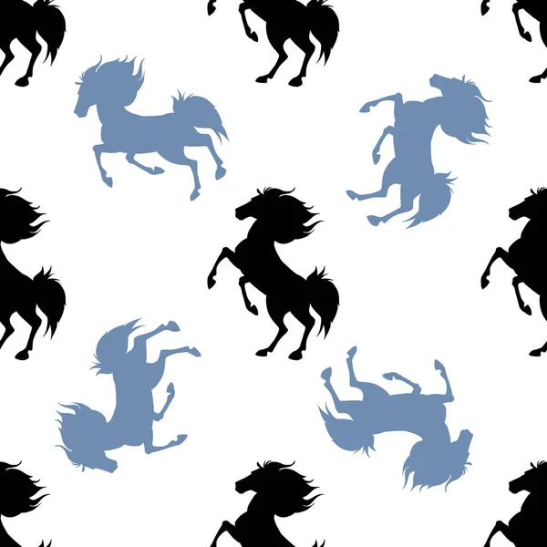 Naadloze patroon met paarden. Vectorillustratie — Stockvector