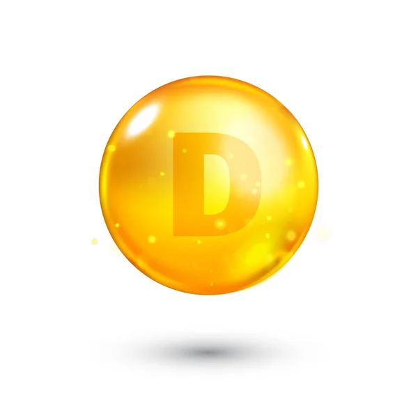 D vitamini altın simgesi. Vektör çizim.