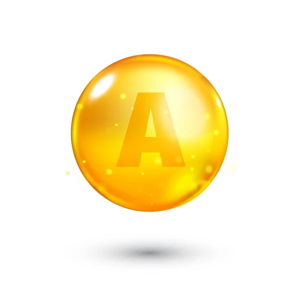 Icono de oro brillo de vitamina A. Ilustración vectorial — Vector de stock