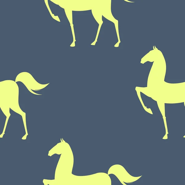炫彩无缝花纹与马。矢量图 — 图库矢量图片