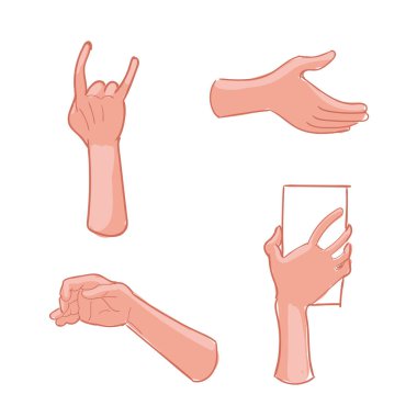 El hareketleri beyaz arka plan üzerinde ayarlayın. Vektör çizim