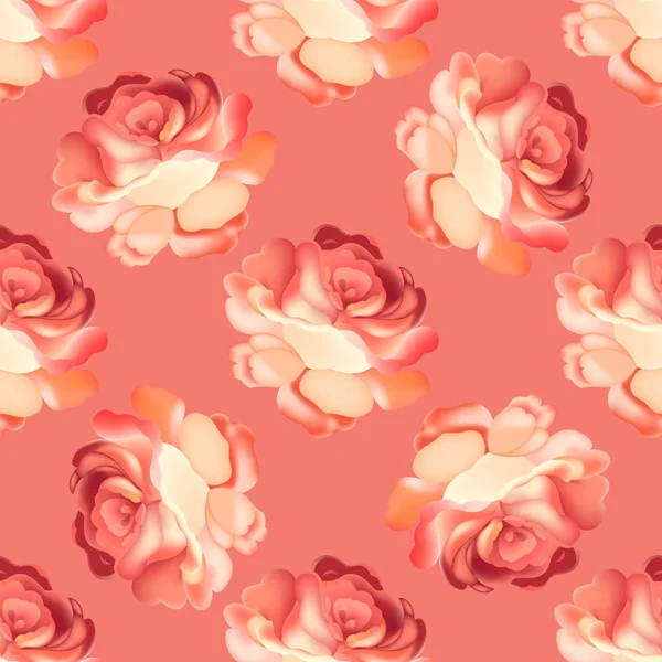 Seamless mönster med rosa ros. Vektorillustration. — Stock vektor