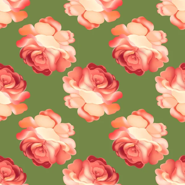 Seamless mönster med rosa ros. Vektorillustration. — Stock vektor