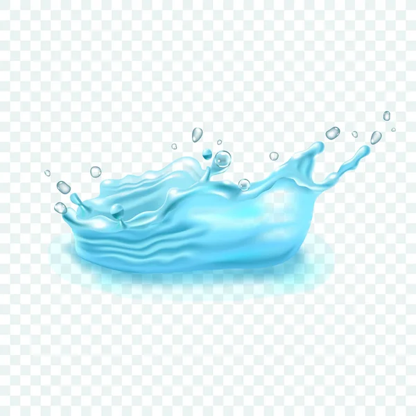 Salpicadura de agua realista sobre fondo transparente. Ilustración vectorial — Vector de stock