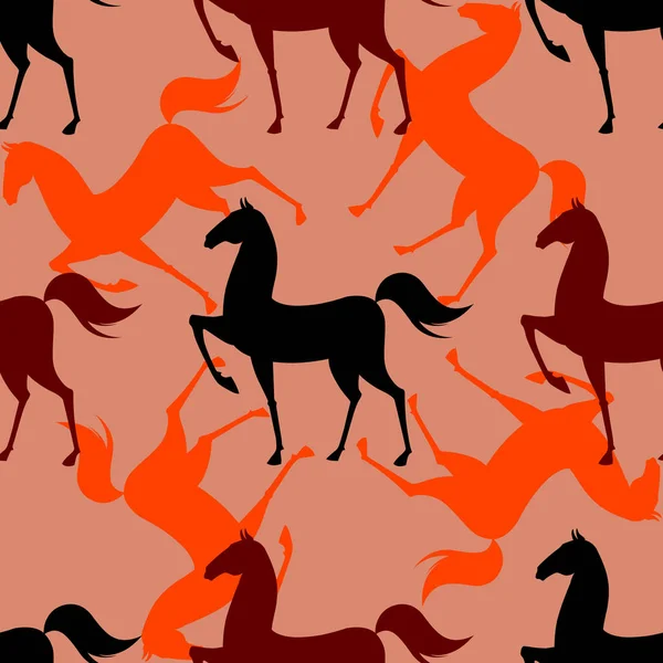 Цветной бесшовный узор с лошадью. Векторная иллюстрация — стоковый вектор
