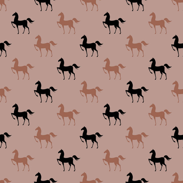 Colorful Seamless Pattern with Horse. Vector illustration