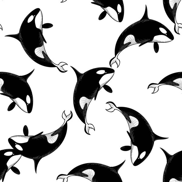 Grampus seamless pattern. Vector illustration