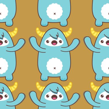 Çizgi film yeti seamless modeli. Vektör çizim