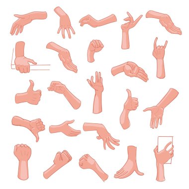 El hareketleri ve işaret dili Icon set. Vektör çizim