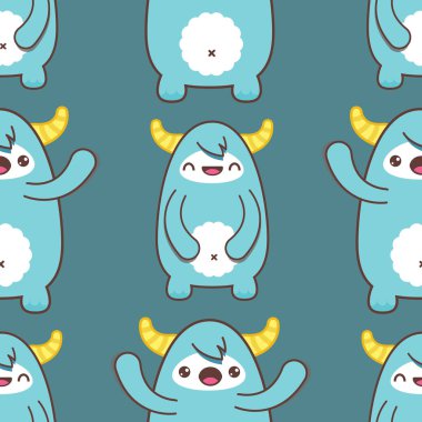 Çizgi film yeti seamless modeli. Vektör çizim