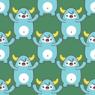 Çizgi film yeti seamless modeli. Vektör çizim