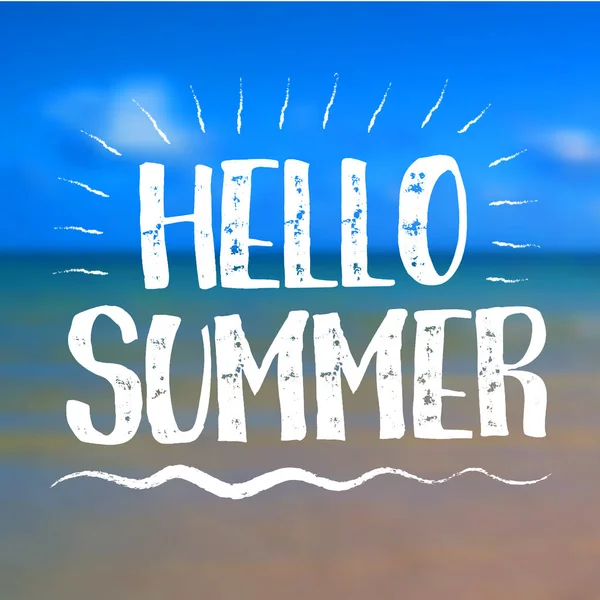 Sfondo mare con Lettering Hello Summer. Illustrazione vettoriale — Vettoriale Stock