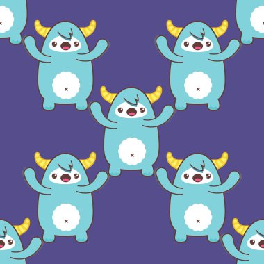 Çizgi film yeti seamless modeli. Vektör çizim