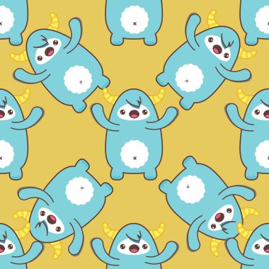 Çizgi film yeti seamless modeli. Vektör çizim