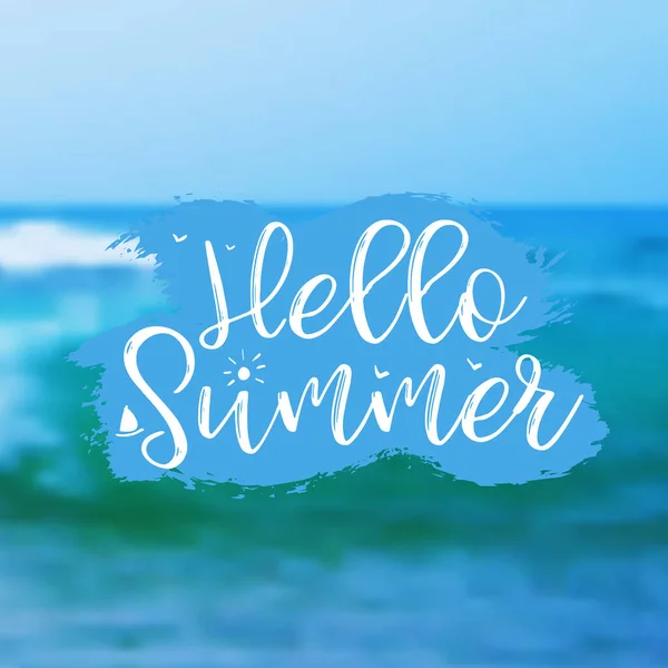 Fundo do mar com letras Olá Summer. Ilustração vetorial — Vetor de Stock