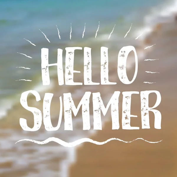 Sfondo mare con Lettering Hello Summer. Illustrazione vettoriale — Vettoriale Stock