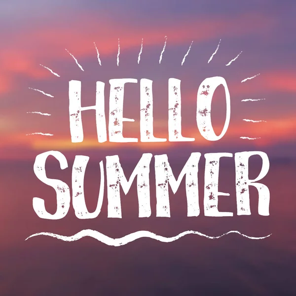 Sfondo mare con Lettering Hello Summer. Illustrazione vettoriale — Vettoriale Stock