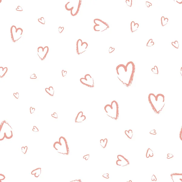 Seamless hand drawn hearts. Vector illustration — Stock Vector