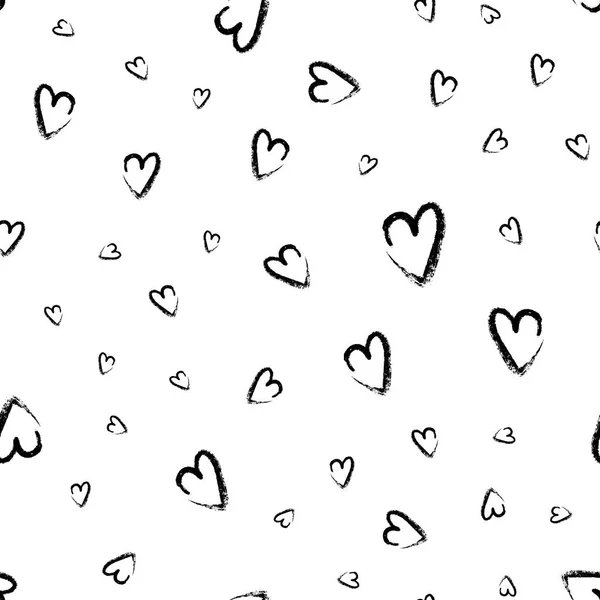 Corazones dibujados a mano sin costura. Ilustración vectorial — Vector de stock