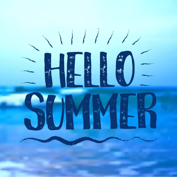 Fondo marino con letras Hola verano. Ilustración vectorial — Vector de stock