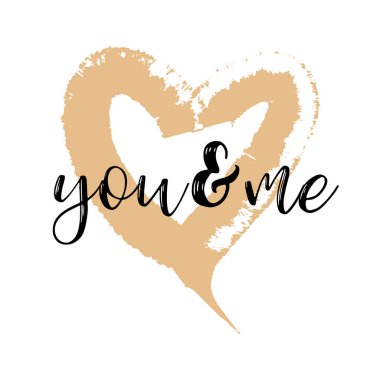 Fırça çizim hat kalp kartı. Vektör çizim