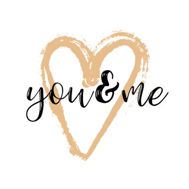 Fırça çizim hat kalp kartı. Vektör çizim