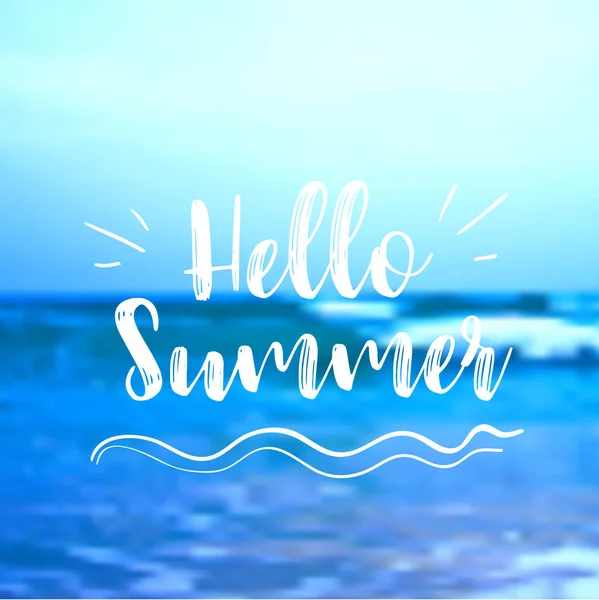 Sea Background with Lettering Hello Summer. Vector Illustration — Stock Vector