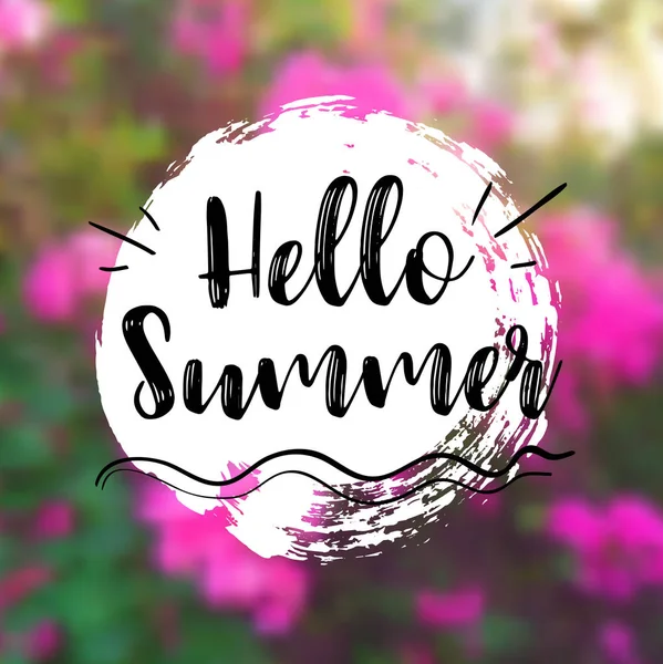 Merhaba yaz yazı ile çiçek arka plan. Vektör çizim