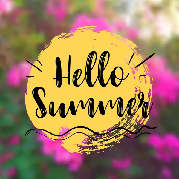Florale achtergrond met belettering Hello zomer. Vectorillustratie — Stockvector