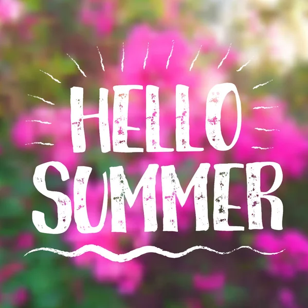 Sfondo floreale con Lettering Hello Summer. Illustrazione vettoriale — Vettoriale Stock