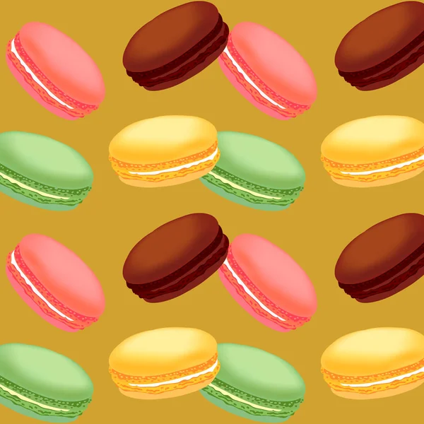 Motif sans couture avec des macarons colorés — Image vectorielle
