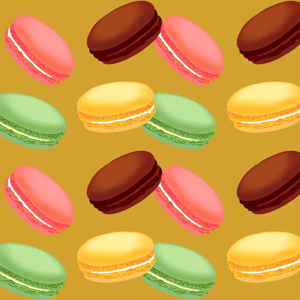 Seamless mönster med färgglada macaroons — Stock vektor