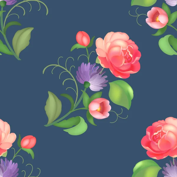 Motif rose sans couture. Illustration vectorielle — Image vectorielle