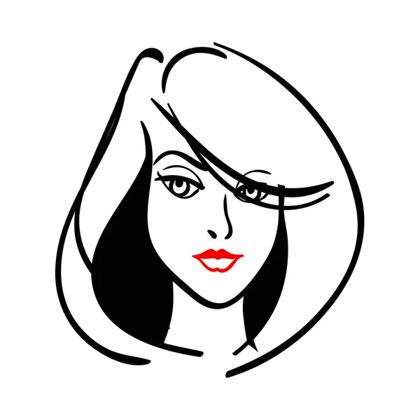 女性の短い髪のスタイルのアイコンのベクトル イラスト — ストックベクタ
