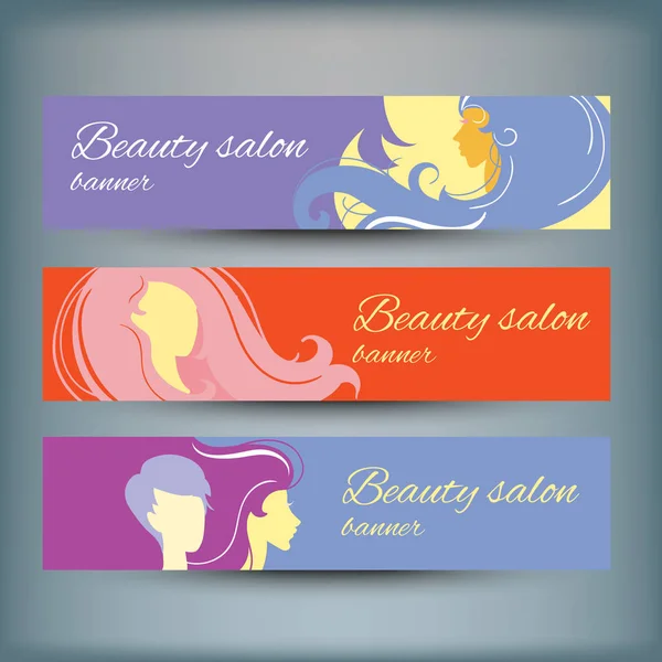 Banners con silueta de mujer con estilo. Ilustración vectorial — Vector de stock