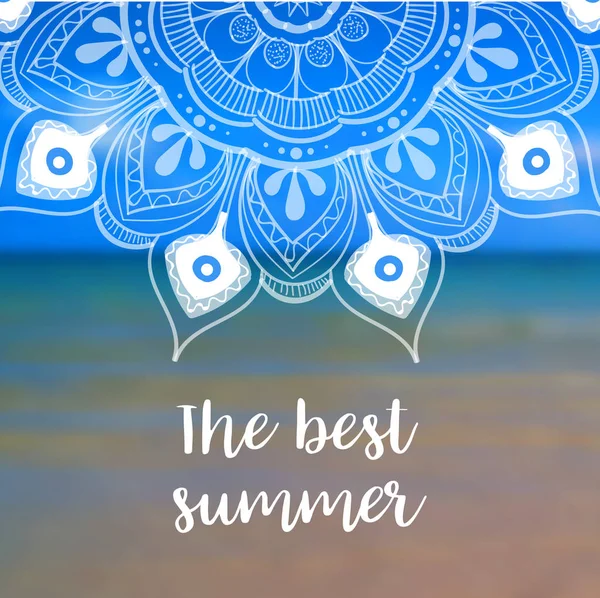 Den bästa sommaren-bannern med mandala. Vektorillustration — Stock vektor