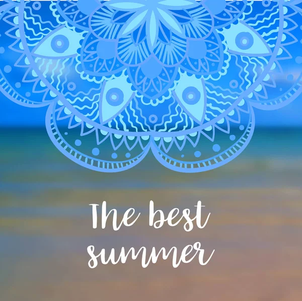 Den bästa sommaren-bannern med mandala. Vektorillustration — Stock vektor