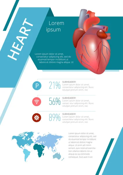 Infografía de órganos humanos internos corazón — Vector de stock