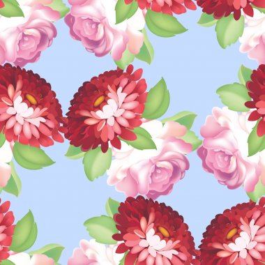 Dikişsiz gül desen. Vektör çizim