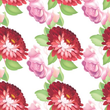 Dikişsiz gül desen. Vektör çizim