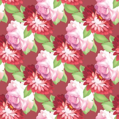 Dikişsiz gül desen. Vektör çizim