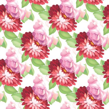 Dikişsiz gül desen. Vektör çizim