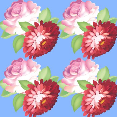 Dikişsiz gül desen. Vektör çizim